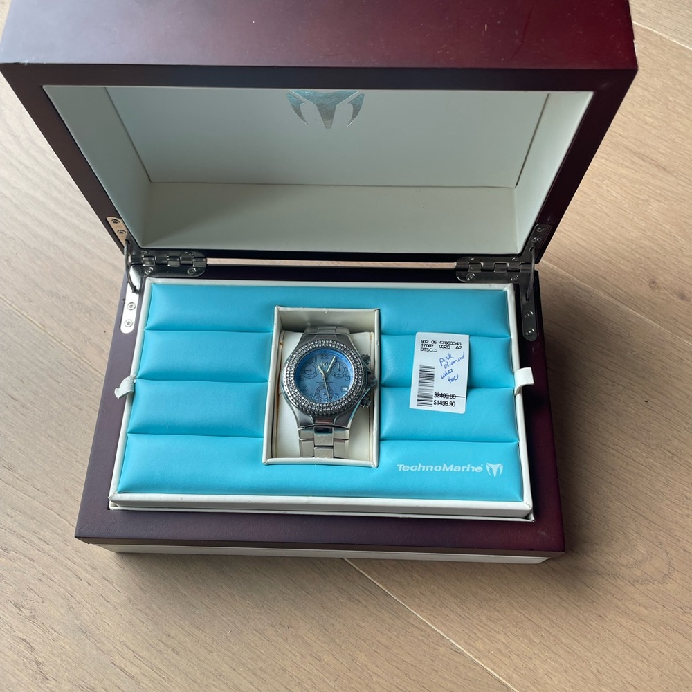 Technomarine Silver Watch with Blue Dial